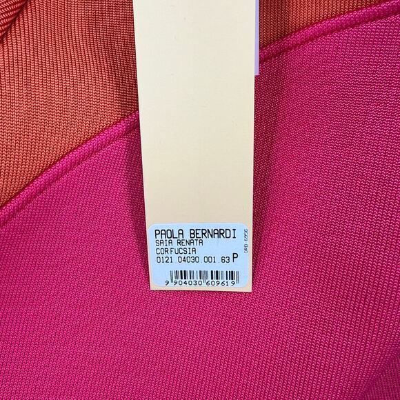 PAOLA BERNARDI Renata Mini Skirt Womens Pink Purple Colorblock Stretch Knit NEW - Picture 9 of 16